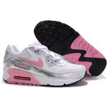Nike Air Max 90 Womens Shoes Wholesale White Pink Sliver Clearance